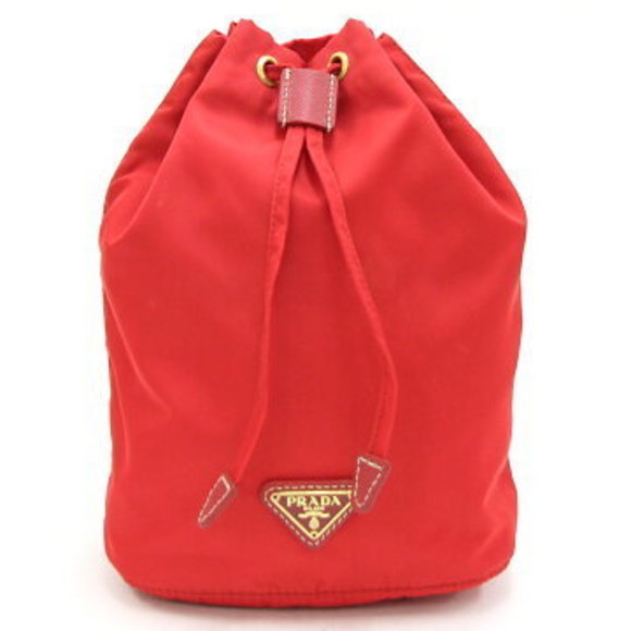 Prada Drawstring Pouch Red Nylon - Picture 1 of 7